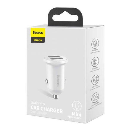 Baseus Pro autós töltő, 2 USB, 4,8 A (CCALLP-02) (fehér)