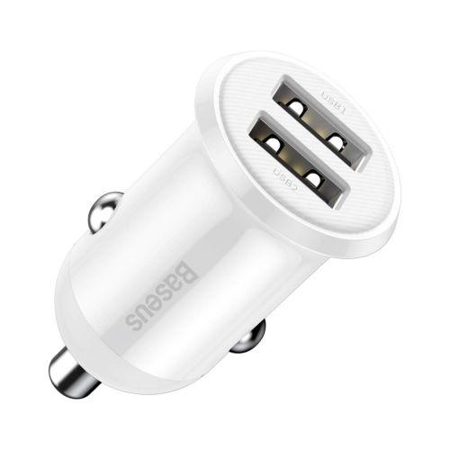 Baseus Pro autós töltő, 2 USB, 4,8 A (CCALLP-02) (fehér)