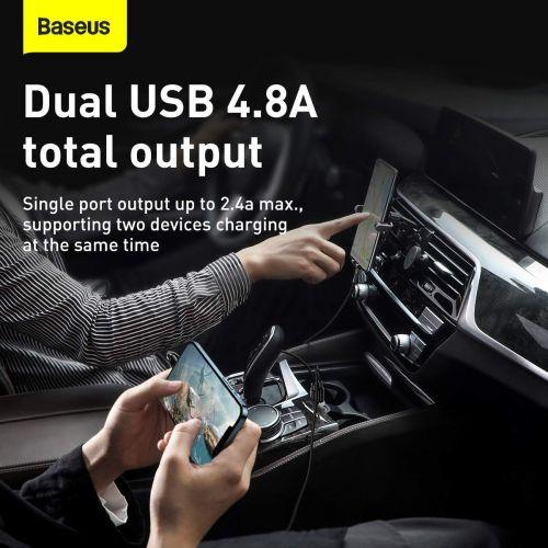 Baseus Pro autós töltő, 2 USB, 4,8 A (CCALLP-02) (fehér)