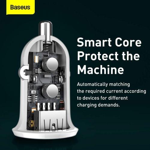 Baseus Pro autós töltő, 2 USB, 4,8 A (CCALLP-02) (fehér)