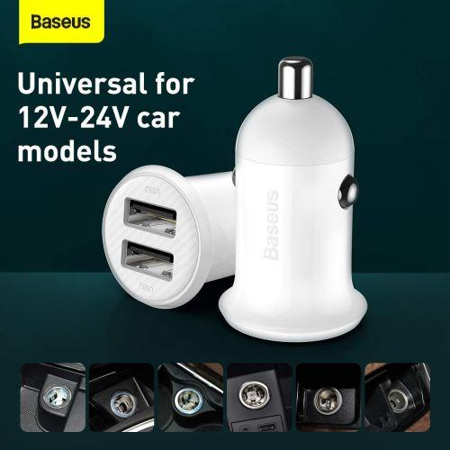 Baseus Pro autós töltő, 2 USB, 4,8 A (CCALLP-02) (fehér)