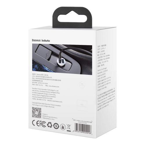 Baseus Pro autós töltő, 2 USB, 4,8 A (CCALLP-02) (fehér)