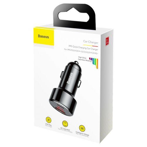 Baseus Magic Series PPS autós töltő digitális kijelzővel, USB-C PD + USB QC, 45W, CCMLC20C-01 (fekete)