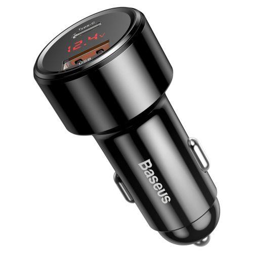 Baseus Magic Series PPS autós töltő digitális kijelzővel, USB-C PD + USB QC, 45W, CCMLC20C-01 (fekete)