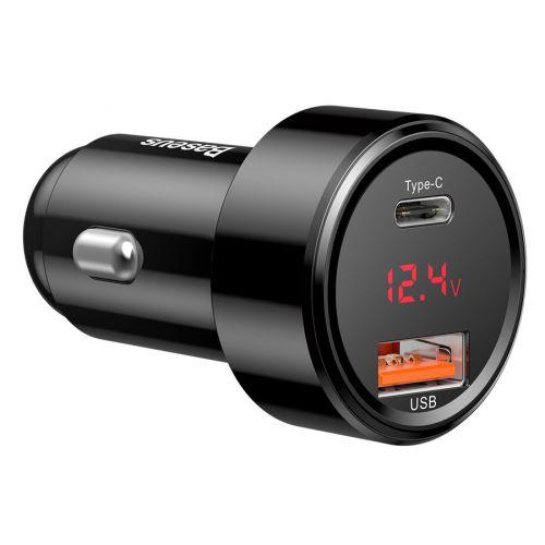 Baseus Magic Series PPS autós töltő digitális kijelzővel, USB-C PD + USB QC, 45W, CCMLC20C-01 (fekete)