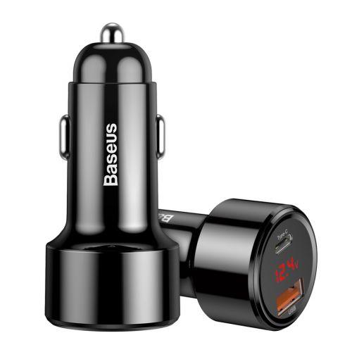 Baseus Magic Series PPS autós töltő digitális kijelzővel, USB-C PD + USB QC, 45W, CCMLC20C-01 (fekete)