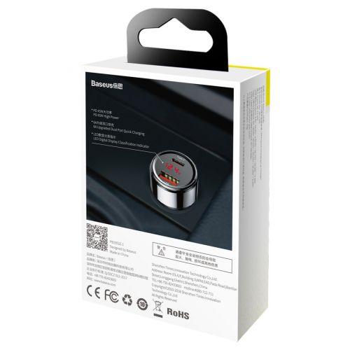 Baseus Magic Series PPS autós töltő digitális kijelzővel, USB-C PD + USB QC, 45W, CCMLC20C-01 (fekete)