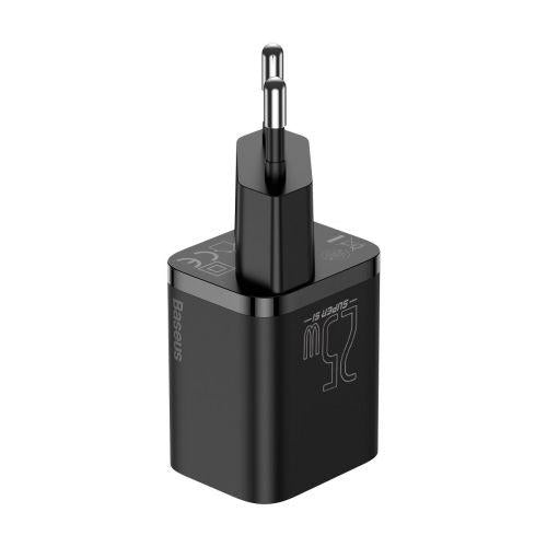 Baseus Super Si 1C utazó gyorstöltő, 25W, EU dugó, USB-C (CCSP020101) (fekete)