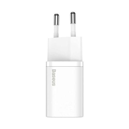 Baseus Super Si 1C hálózati gyorstöltő, USB-C, PD 20 W, EU csatlakozó, CCSUP-B02 (fehér)