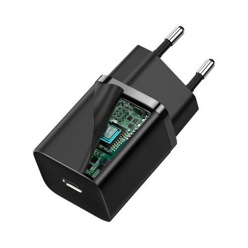 Baseus Super Si 1C hálózati gyorstöltő, USB-C, PD 30W, EU dugó (CCSUP-J01) (fekete)