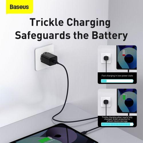 Baseus Super Si 1C hálózati gyorstöltő, USB-C, PD 30W, EU dugó (CCSUP-J01) (fekete)