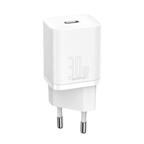 Baseus Super Si 1C hálózati töltő, USB-C, PD 30W, EU (CCSUP-J02) (fehér)
