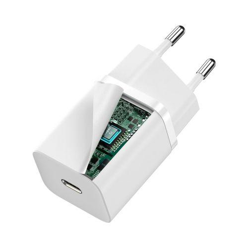Baseus Super Si 1C hálózati töltő, USB-C, PD 30W, EU (CCSUP-J02) (fehér)