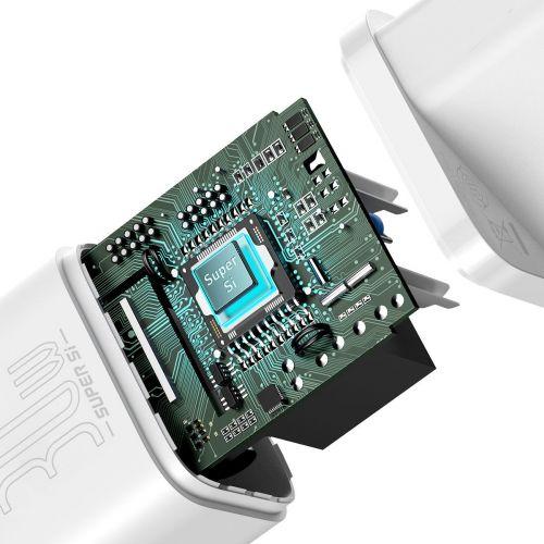 Baseus Super Si 1C hálózati töltő, USB-C, PD 30W, EU (CCSUP-J02) (fehér)