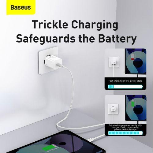 Baseus Super Si 1C hálózati töltő, USB-C, PD 30W, EU (CCSUP-J02) (fehér)
