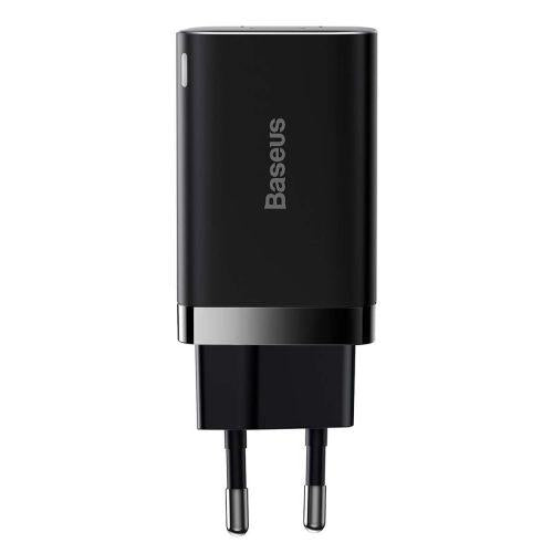 Baseus Super Si Pro mini gyorstöltő utazáshoz, USB-C + USB-A, PD 3.0, QC 3.0, 30W, EU (CCSUPP-E01) (fekete)