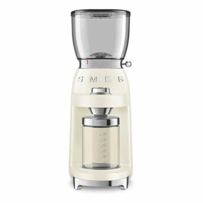Smeg CGF11CREU kávédaráló (kúpos acél, 30 őrlési beállítás, 350 g tartály, prémium alumínium ház, 150 W, krém)