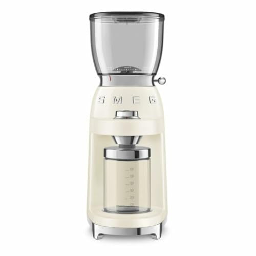 Smeg CGF11CREU kávédaráló (kúpos acél, 30 őrlési beállítás, 350 g tartály, prémium alumínium ház, 150 W, krém)