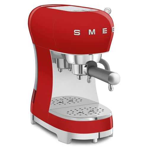 Smeg ECF02RDEU eszpresszó kávéfőző (cappuccino gőzölő, thermoblock, nagy csésze tartó, dupla kávé, 1l, piros)