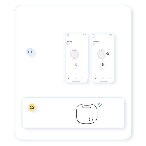 Baseus Home Intelligent T2 Pro kulcstartó, vezeték nélküli kulcs- és tárgykereső, Bluetooth 5.0 (FMTP000002) (fehér)
