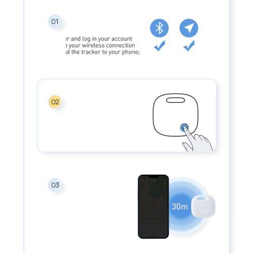 Baseus Home Intelligent T2 Pro kulcstartó, vezeték nélküli kulcs- és tárgykereső, Bluetooth 5.0 (FMTP000002) (fehér)
