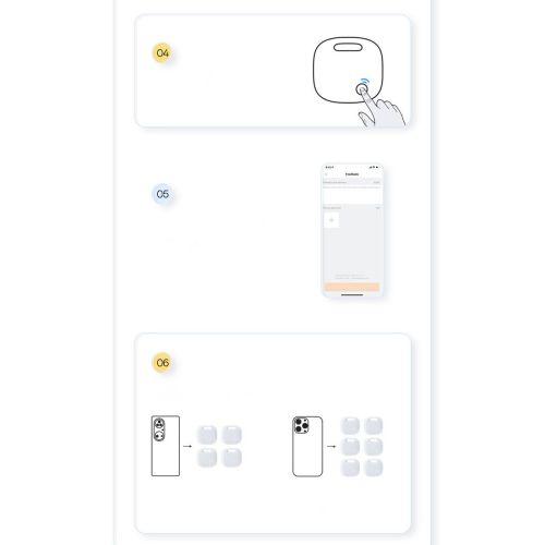 Baseus Home Intelligent T2 Pro kulcstartó, vezeték nélküli kulcs- és tárgykereső, Bluetooth 5.0 (FMTP000002) (fehér)