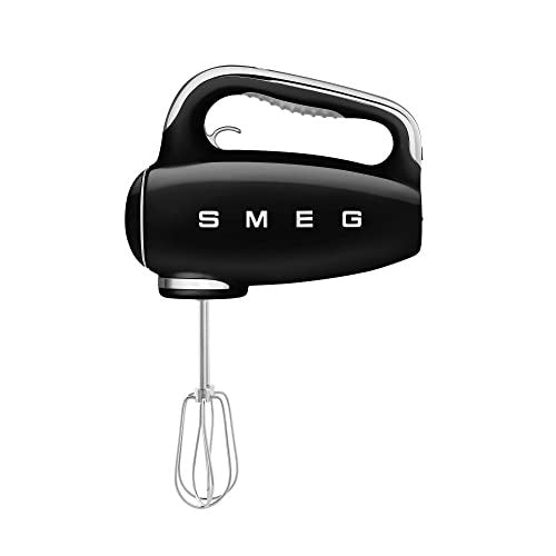 Smeg HMF01BLEU elektromos mixer, 9 sebesség, turbó, sima indítás, 4 habverő, 2 dagasztókar, bevonatos, 250 W (fekete)