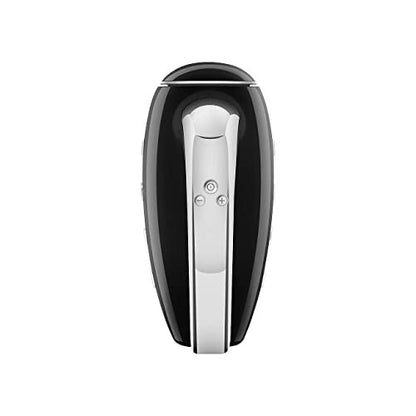 Smeg HMF01BLEU elektromos mixer, 9 sebesség, turbó, sima indítás, 4 habverő, 2 dagasztókar, bevonatos, 250 W (fekete)