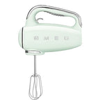 Smeg HMF01PGEU elektromos mixer, 9 sebesség, turbó, sima indítás, 4 habverő, 2 dagasztókar, bevonatos, 250 W (pasztell zöld)