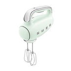 Smeg HMF01PGEU elektromos mixer, 9 sebesség, turbó, sima indítás, 4 habverő, 2 dagasztókar, bevonatos, 250 W (pasztell zöld)