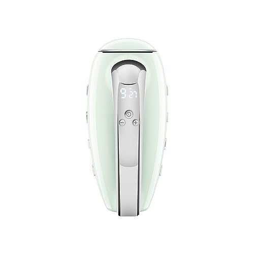 Smeg HMF01PGEU elektromos mixer, 9 sebesség, turbó, sima indítás, 4 habverő, 2 dagasztókar, bevonatos, 250 W (pasztell zöld)