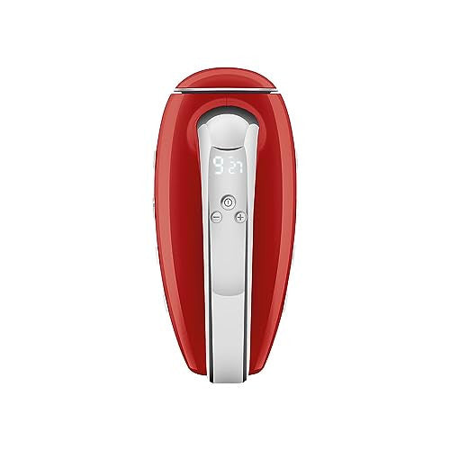 Smeg HMF01RDEU elektromos mixer, 9 sebesség, turbó, sima indítás, 4 habverő, 2 dagasztó, bevonatos, 250 W (piros)