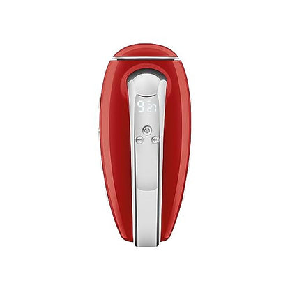 Smeg HMF01RDEU elektromos mixer, 9 sebesség, turbó, sima indítás, 4 habverő, 2 dagasztó, bevonatos, 250 W (piros)