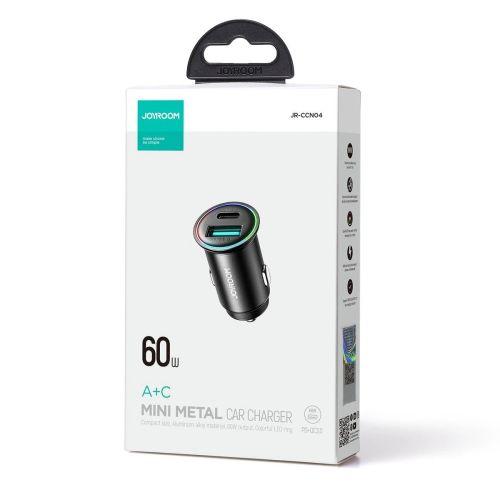 Joyroom JR-CCN04 mini autós töltő, USB-C + USB-A, 60W (fekete)