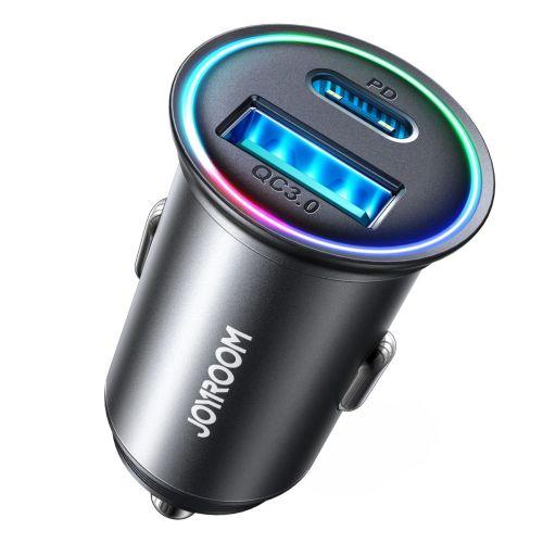 Joyroom JR-CCN04 mini autós töltő, USB-C + USB-A, 60W (fekete)