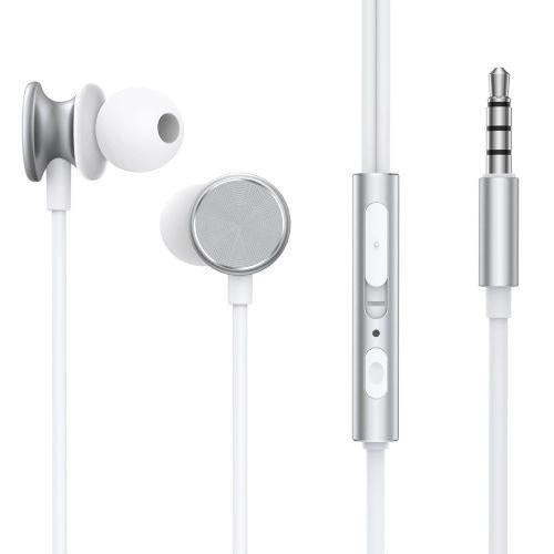 Joyroom JR-EW03 vezetékes fülhallgató távirányítóval és mikrofonnal, 3,5 mm jack (ezüst)