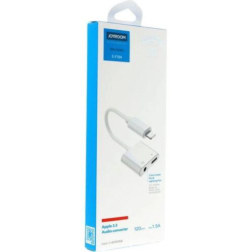 Joyroom S-Y104 adapter, Lightning - Lightning / 3,5 mm mini jack, 12 cm (fehér)