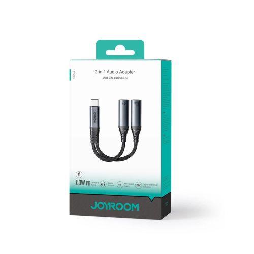 Joyroom SY-C03 2 az 1-ben DAC adapter, USB-C - USB-C / USB-C, 60W, 0,14 m (fekete)