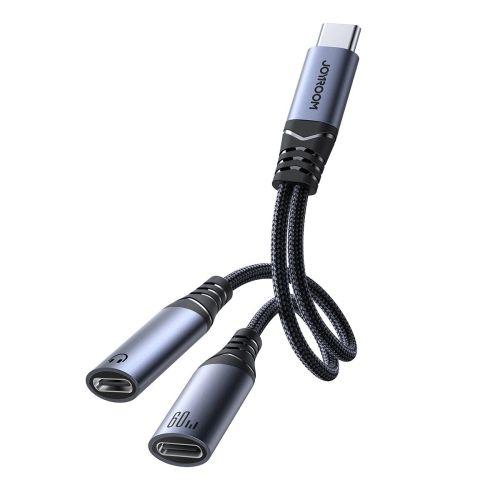 Joyroom SY-C03 2 az 1-ben DAC adapter, USB-C - USB-C / USB-C, 60W, 0,14 m (fekete)