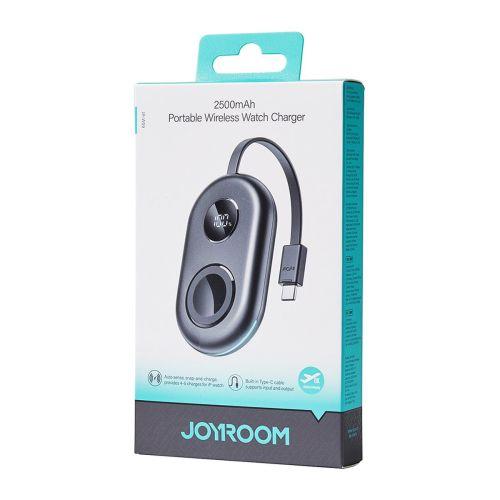 Joyroom JR-W09 mágneses vezeték nélküli power bank Apple Watch-hoz, MagSafe, 3 W, 2500 mAh, beépített USB-C kábellel (fekete)