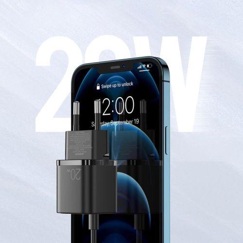 Joyroom L-P202 utazási töltő, USB-C, QC 3.0, PD 3.0, AFC, 20W, EU (fekete)