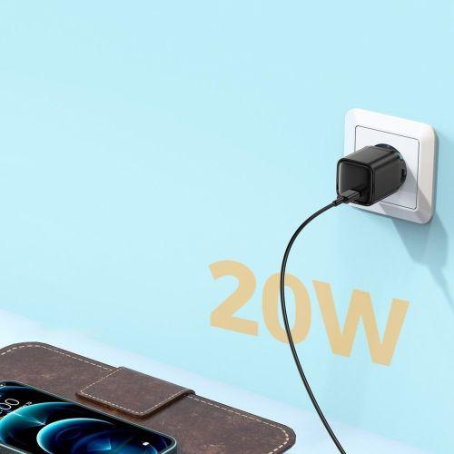 Joyroom L-P202 utazási töltő, USB-C, QC 3.0, PD 3.0, AFC, 20W, EU (fekete)