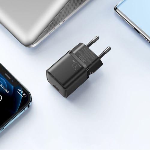 Joyroom L-P202 utazási töltő, USB-C, QC 3.0, PD 3.0, AFC, 20W, EU (fekete)