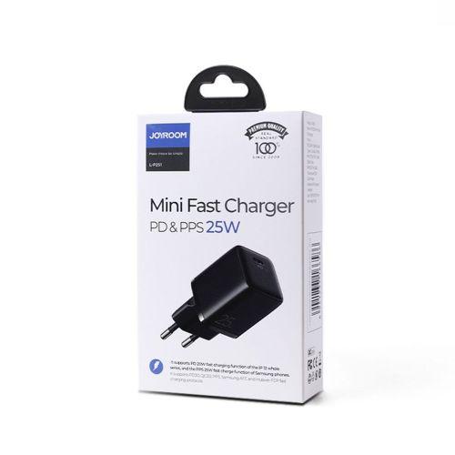 Joyroom L-P251 utazótöltő, Mini USB-C, PPS, PD 25W, EU (fekete)