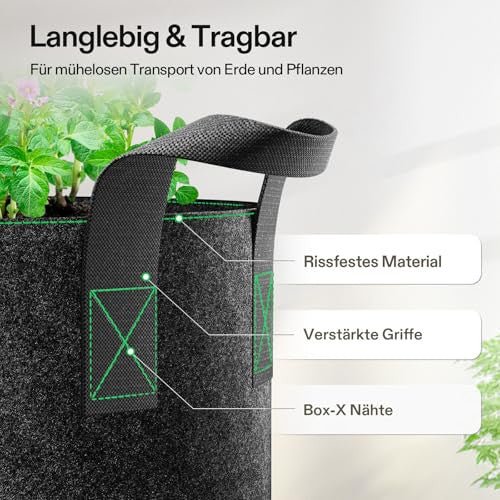 VIVOSUN ültető zsákok, nemszőtt anyag, fekete 20 gallon