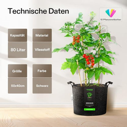 VIVOSUN ültető zsákok, nemszőtt anyag, fekete 20 gallon