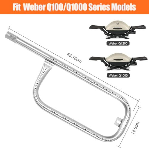GFTIME 43,18 cm 60040 égőcső csere csavarokkal Weber Q100 sorozathoz rozsdamentes