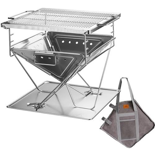 CAMPINGMOON MT-045 hordozható tűzrakó és grill rozsdamentes acél