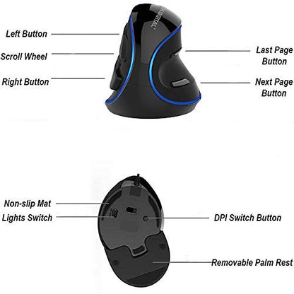 JTD USB függőleges ergonomikus egér állítható érzékenységgel 600/1000/1600 DPI