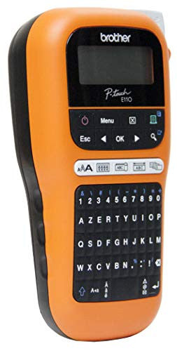 Brother PT-E110 ipari címkézőgép 1 darab Tze-FX221 fekete/fehér 9mm szalaggal